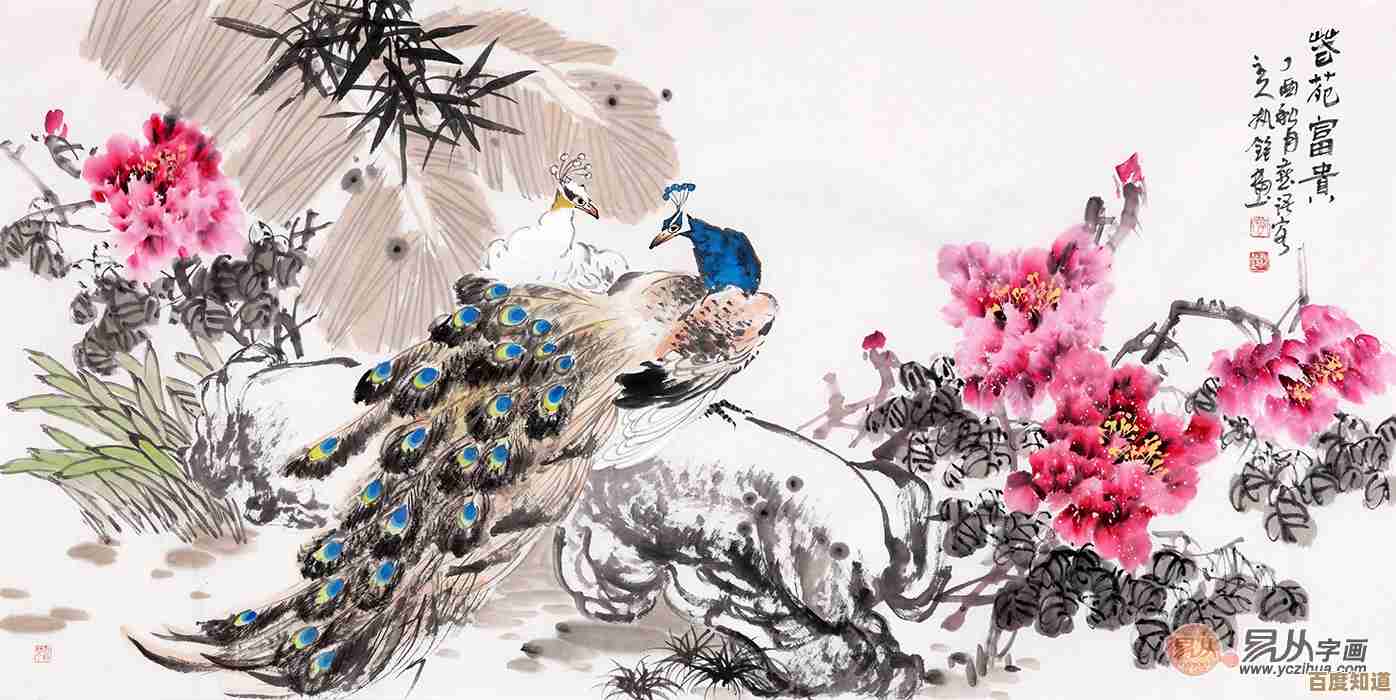 水墨记平常心印章创孔雀图的懒人流程和随意修饰