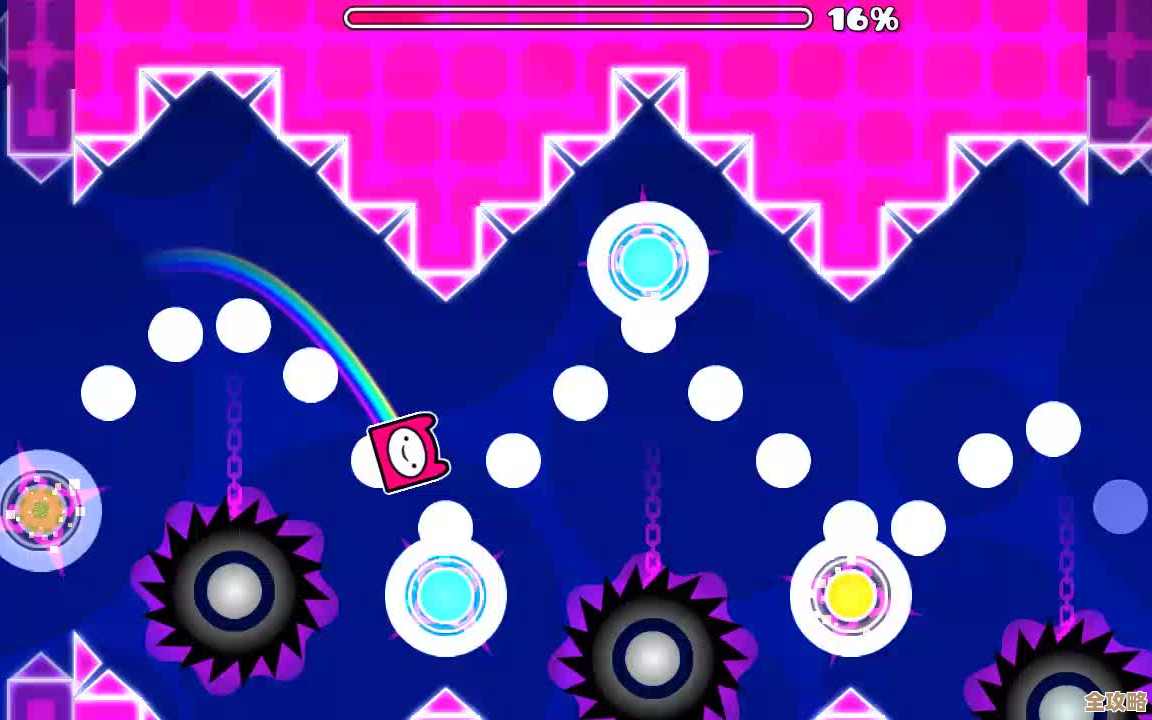 几何冲刺第15关Electro Dynamix老玩家心路.躲障碍的小技巧和直觉